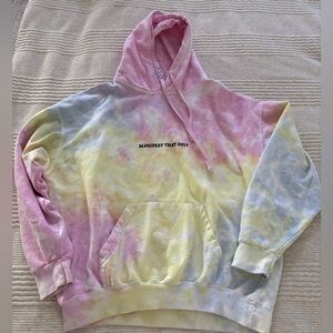 Mayfair The Label Oversized Tie-Dye Hoodie Motivational ‘Manifest that‎ Sh*t’
